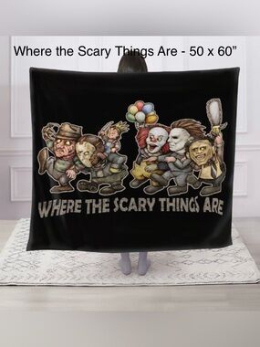 Horror Villains Cartoon Throw Blanket 50x60 Freddy Jason Pennywise NWT